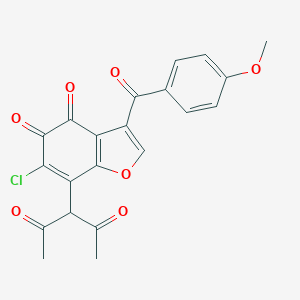 molecular formula C21H15ClO7 B273663 7-(1-Acetyl-2-oxopropyl)-6-chloro-3-(4-methoxybenzoyl)-1-benzofuran-4,5-dione 