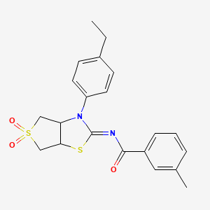 molecular formula C21H22N2O3S2 B2736634 (Z)-N-(3-(4-ethylphenyl)-5,5-dioxidotetrahydrothieno[3,4-d]thiazol-2(3H)-ylidene)-3-methylbenzamide CAS No. 873811-08-6