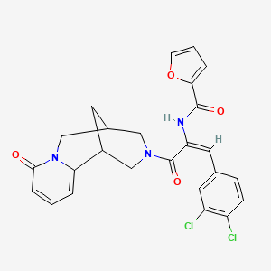 (E)-N-(1-(3,4-dichlorophenyl)-3-oxo-3-(8-oxo-5,6-dihydro-1H-1,5-methanopyrido[1,2-a][1,5]diazocin-3(2H,4H,8H)-yl)prop-1-en-2-yl)furan-2-carboxamide