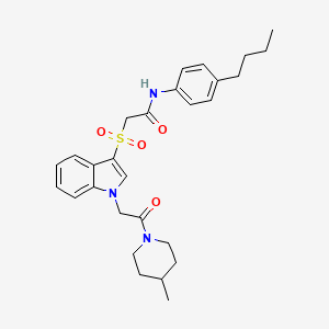 N-(4-butylphenyl)-2-((1-(2-(4-methylpiperidin-1-yl)-2-oxoethyl)-1H-indol-3-yl)sulfonyl)acetamide