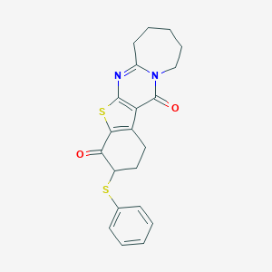 molecular formula C21H20N2O2S2 B273665 3-(phenylsulfanyl)-2,3,8,9,10,11-hexahydro[1]benzothieno[2',3':4,5]pyrimido[1,2-a]azepine-4,13(1H,7H)-dione 