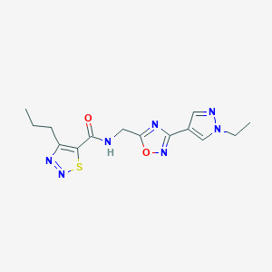 molecular formula C14H17N7O2S B2736652 N-((3-(1-乙基-1H-吡唑-4-基)-1,2,4-噁二唑-5-基)甲基)-4-丙基-1,2,3-噻二唑-5-甲酰胺 CAS No. 2034386-66-6