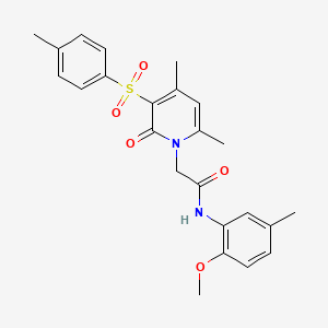 molecular formula C24H26N2O5S B2736654 2-[4,6-dimethyl-3-(4-methylbenzenesulfonyl)-2-oxo-1,2-dihydropyridin-1-yl]-N-(2-methoxy-5-methylphenyl)acetamide CAS No. 946295-63-2