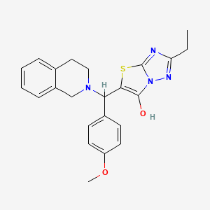 molecular formula C23H24N4O2S B2736659 5-((3,4-dihydroisoquinolin-2(1H)-yl)(4-methoxyphenyl)methyl)-2-ethylthiazolo[3,2-b][1,2,4]triazol-6-ol CAS No. 898350-05-5