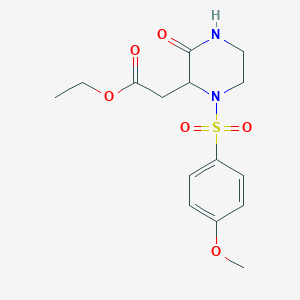 Ethyl 2-{1-[(4-methoxyphenyl)sulfonyl]-3-oxo-2-piperazinyl}acetate