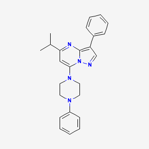 molecular formula C25H27N5 B2736662 5-Isopropyl-3-phenyl-7-(4-phenylpiperazin-1-yl)pyrazolo[1,5-a]pyrimidine CAS No. 900289-70-5