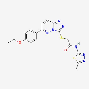 molecular formula C18H17N7O2S2 B2736664 2-((6-(4-乙氧基苯基)-[1,2,4]噻二唑并[4,3-b]吡啶-3-基)硫)-N-(5-甲基-1,3,4-噻二唑-2-基)乙酰胺 CAS No. 894061-75-7