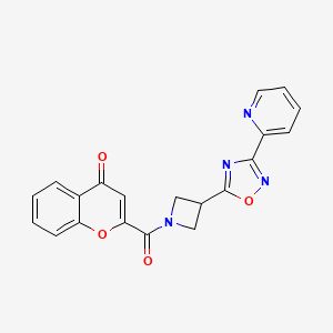 molecular formula C20H14N4O4 B2736700 2-(3-(3-(pyridin-2-yl)-1,2,4-oxadiazol-5-yl)azetidine-1-carbonyl)-4H-chromen-4-one CAS No. 1251579-44-8