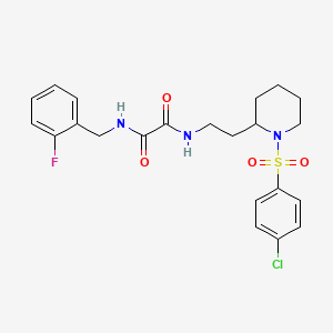 molecular formula C22H25ClFN3O4S B2736704 N1-(2-(1-((4-chlorophenyl)sulfonyl)piperidin-2-yl)ethyl)-N2-(2-fluorobenzyl)oxalamide CAS No. 898460-71-4