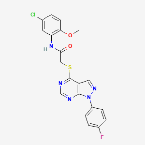 molecular formula C20H15ClFN5O2S B2736708 N-(5-chloro-2-methoxyphenyl)-2-((1-(4-fluorophenyl)-1H-pyrazolo[3,4-d]pyrimidin-4-yl)thio)acetamide CAS No. 893912-24-8