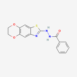 molecular formula C16H13N3O3S B2736711 N'-(6,7-dihydro-[1,4]dioxino[2,3-f][1,3]benzothiazol-2-yl)benzohydrazide CAS No. 851988-63-1