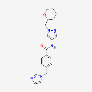 molecular formula C20H23N5O2 B2736726 4-((1H-imidazol-1-yl)methyl)-N-(1-((tetrahydro-2H-pyran-2-yl)methyl)-1H-pyrazol-4-yl)benzamide CAS No. 2034380-65-7