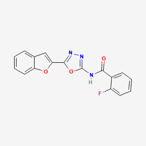 molecular formula C17H10FN3O3 B2736728 N-(5-(benzofuran-2-yl)-1,3,4-oxadiazol-2-yl)-2-fluorobenzamide CAS No. 922099-43-2