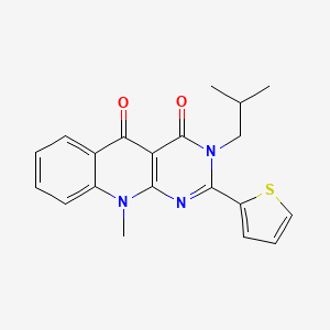 molecular formula C20H19N3O2S B2736740 3-isobutyl-10-methyl-2-(thiophen-2-yl)pyrimido[4,5-b]quinoline-4,5(3H,10H)-dione CAS No. 902034-66-6