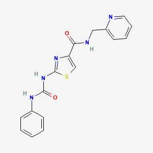 2-(3-phenylureido)-N-(pyridin-2-ylmethyl)thiazole-4-carboxamide