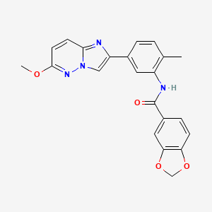 molecular formula C22H18N4O4 B2736784 N-(5-(6-甲氧基咪唑并[1,2-b]吡嗪-2-基)-2-甲基苯基)苯并[d][1,3]二噁烷-5-甲酰胺 CAS No. 946217-10-3