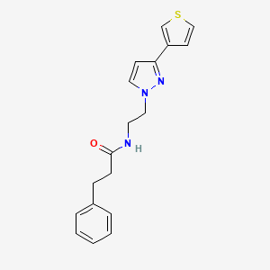 molecular formula C18H19N3OS B2736791 3-phenyl-N-(2-(3-(thiophen-3-yl)-1H-pyrazol-1-yl)ethyl)propanamide CAS No. 2034235-62-4
