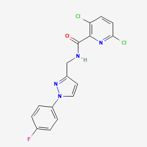 molecular formula C16H11Cl2FN4O B2736793 3,6-dichloro-N-{[1-(4-fluorophenyl)-1H-pyrazol-3-yl]methyl}pyridine-2-carboxamide CAS No. 1808823-07-5