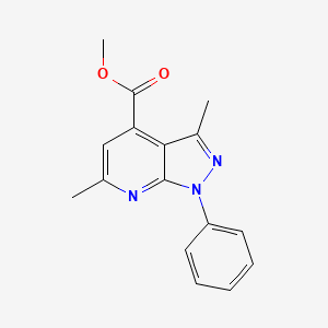 molecular formula C16H15N3O2 B2736806 甲基-3,6-二甲基-1-苯基-1H-吡唑并[3,4-b]吡啶-4-甲酸酯 CAS No. 832745-86-5