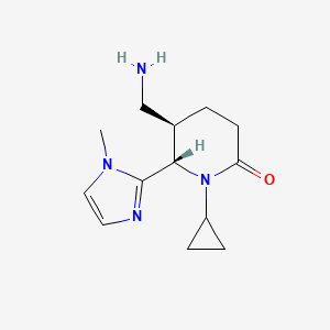 molecular formula C13H20N4O B2736810 rac-(5R,6S)-5-(氨基甲基)-1-环丙基-6-(1-甲基-1H-咪唑-2-基)哌啶-2-酮, 反式 CAS No. 2031242-78-9