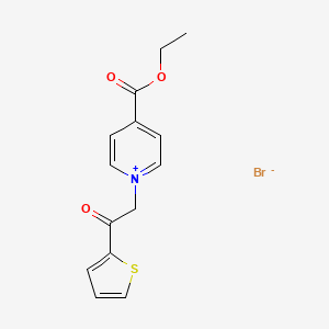 molecular formula C14H14BrNO3S B2736819 4-(Ethoxycarbonyl)-1-(2-oxo-2-(thiophen-2-yl)ethyl)pyridin-1-ium bromide CAS No. 1107550-55-9