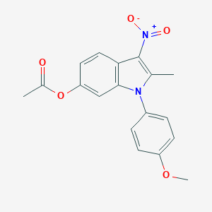 molecular formula C18H16N2O5 B273682 3-nitro-1-(4-methoxyphenyl)-2-methyl-1H-indol-6-yl acetate 