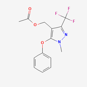 molecular formula C14H13F3N2O3 B2736821 [1-methyl-5-phenoxy-3-(trifluoromethyl)-1H-pyrazol-4-yl]methyl acetate CAS No. 956705-46-7