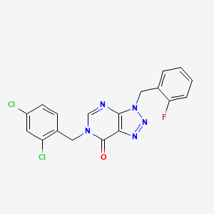 molecular formula C18H12Cl2FN5O B2736832 6-[(2,4-二氯苯基)甲基]-3-[(2-氟苯基)甲基]三唑并[4,5-d]嘧啶-7-酮 CAS No. 892474-16-7