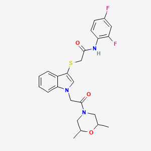 molecular formula C24H25F2N3O3S B2736840 N-(2,4-difluorophenyl)-2-((1-(2-(2,6-dimethylmorpholino)-2-oxoethyl)-1H-indol-3-yl)thio)acetamide CAS No. 892742-84-6