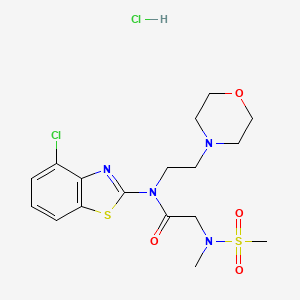 molecular formula C17H24Cl2N4O4S2 B2736848 N-(4-CHLORO-1,3-BENZOTHIAZOL-2-YL)-2-(N-METHYLMETHANESULFONAMIDO)-N-[2-(MORPHOLIN-4-YL)ETHYL]ACETAMIDE HYDROCHLORIDE CAS No. 1396877-51-2