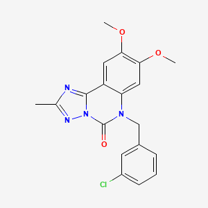 molecular formula C19H17ClN4O3 B2736851 6-[(3-Chlorophenyl)methyl]-8,9-dimethoxy-2-methyl-[1,2,4]triazolo[1,5-c]quinazolin-5-one CAS No. 2380186-75-2