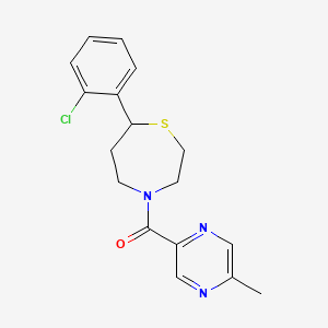 molecular formula C17H18ClN3OS B2736857 (7-(2-氯苯基)-1,4-噻杂庚-4-基)(5-甲基吡嘧啶-2-基)甲酮 CAS No. 1795302-42-9