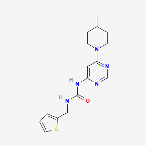 molecular formula C16H21N5OS B2736861 1-(6-(4-Methylpiperidin-1-yl)pyrimidin-4-yl)-3-(thiophen-2-ylmethyl)urea CAS No. 1396858-80-2