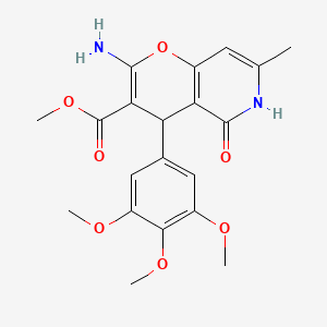 molecular formula C20H22N2O7 B2736870 甲基-2-氨基-7-甲基-5-氧代-4-(3,4,5-三甲氧基苯基)-5,6-二氢-4H-吡喃[3,2-c]吡啶-3-羧酸酯 CAS No. 758704-18-6