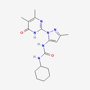 molecular formula C17H24N6O2 B2736872 1-cyclohexyl-3-(1-(4,5-dimethyl-6-oxo-1,6-dihydropyrimidin-2-yl)-3-methyl-1H-pyrazol-5-yl)urea CAS No. 1171168-32-3