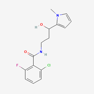molecular formula C15H16ClFN2O2 B2736876 2-氯-6-氟-N-(3-羟基-3-(1-甲基-1H-吡咯-2-基)丙基)苯甲酰胺 CAS No. 1795090-24-2