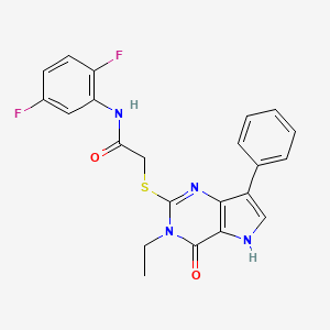 molecular formula C22H18F2N4O2S B2736879 N-(2,5-二氟苯基)-2-[(3-乙基-4-氧代-7-苯基-4,5-二氢-3H-吡咯[3,2-d]嘧啶-2-基)硫代基]乙酰胺 CAS No. 1021256-25-6