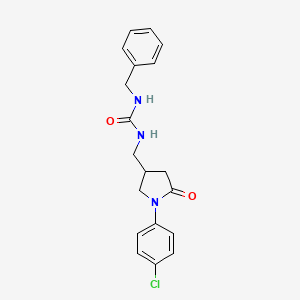 molecular formula C19H20ClN3O2 B2736887 1-Benzyl-3-((1-(4-chlorophenyl)-5-oxopyrrolidin-3-yl)methyl)urea CAS No. 954697-43-9