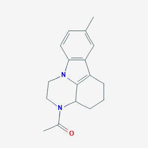 molecular formula C17H20N2O B273690 1-(8-Methyl-1,2,3a,4,5,6-hexahydro-pyrazino[3,2,1-jk]carbazol-3-yl)-ethanone 