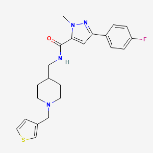 3-(4-fluorophenyl)-1-methyl-N-((1-(thiophen-3-ylmethyl)piperidin-4-yl)methyl)-1H-pyrazole-5-carboxamide
