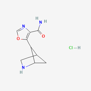 molecular formula C9H12ClN3O2 B2736926 5-(2-Azabicyclo[2.1.1]hexan-5-yl)-1,3-oxazole-4-carboxamide;hydrochloride CAS No. 2344685-35-2