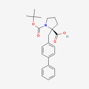 molecular formula C23H27NO4 B2736930 Boc-(R)-alpha-(4-biphenylmethyl)-proline CAS No. 959576-43-3