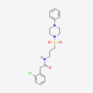 molecular formula C21H26ClN3O3S B2736935 2-(2-chlorophenyl)-N-(3-((4-phenylpiperazin-1-yl)sulfonyl)propyl)acetamide CAS No. 1021218-00-7