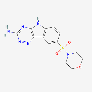 molecular formula C13H14N6O3S B2736937 8-(morpholin-4-ylsulfonyl)-5H-[1,2,4]triazino[5,6-b]indol-3-amine CAS No. 910443-22-0
