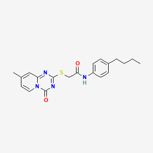 molecular formula C20H22N4O2S B2736938 N-(4-丁基苯基)-2-(8-甲基-4-氧代吡啶并[1,2-a][1,3,5]三嗪-2-基)硫代乙酰胺 CAS No. 896329-40-1