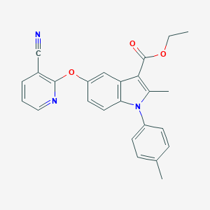 ethyl 5-[(3-cyano-2-pyridinyl)oxy]-2-methyl-1-(4-methylphenyl)-1H-indole-3-carboxylate