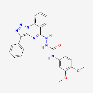 molecular formula C24H21N7O3 B2736946 N-(3,4-dimethoxyphenyl)-2-(3-phenyl-[1,2,3]triazolo[1,5-a]quinazolin-5-yl)hydrazinecarboxamide CAS No. 892283-68-0