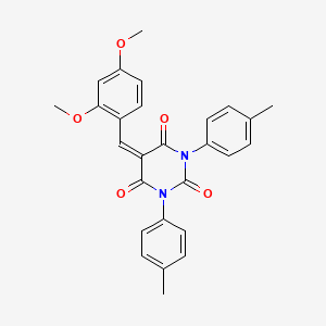 molecular formula C27H24N2O5 B2736951 5-[(2,4-Dimethoxyphenyl)methylidene]-1,3-bis(4-methylphenyl)-1,3-diazinane-2,4,6-trione CAS No. 1023477-58-8