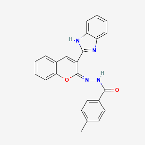 molecular formula C24H18N4O2 B2736959 N-[(E)-[3-(1H-benzimidazol-2-yl)chromen-2-ylidene]amino]-4-methylbenzamide CAS No. 328555-62-0
