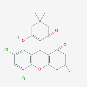 molecular formula C23H24Cl2O4 B273696 2-(5,7-dichloro-3,3-dimethyl-1-oxo-2,3,4,9-tetrahydro-1H-xanthen-9-yl)-5,5-dimethyl-1,3-cyclohexanedione 